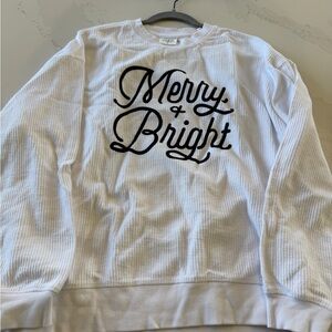 Merry & Bright White Men's Crewneck Sweater